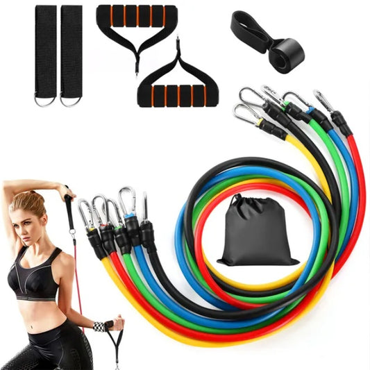 11Pcs Resistance Bands Set Fitness Workout Tubes Exercise Tube Bands Up